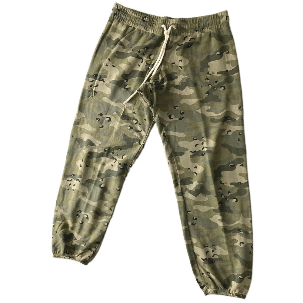 Monrow Pants Women XL Army Green Camo Fleece Jogger Elastic Waist Pocket Comfort